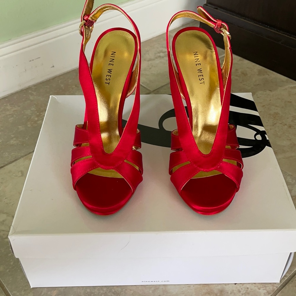 Nine West Red Satin Heels